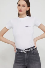 Bavlnené tričko Karl Lagerfeld Jeans dámsky, biela farba