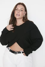 Trendyol Curve Black Bias Detailed Crop Knitwear Sweater