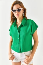 Olalook Women's Grass Green Viscose Viscose Shirt