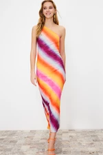 Trendyol viacfarebné maxi priliehavé elastické pletené maxi puzdrové šaty