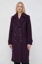 Kabát s prímesou vlny Morgan fialová farba, prechodný, dvojradový