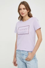 Bavlnené tričko Armani Exchange dámske, fialová farba, 3DYT59 YJ3RZ