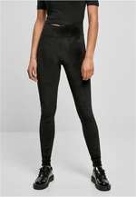 Women's high-waisted velvet leggings black