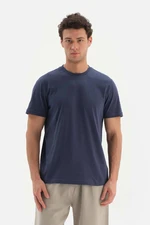 Dagi Navy Blue Crescent Supima Short Sleeve Cotton T-Shirt.