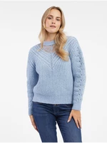 Light blue women's sweater with lace ORSAY
