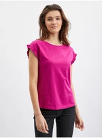 Orsay Dark pink Ladies T-Shirt with Frill - Women