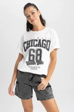 DEFACTO Oversize Fit Crew Neck Printed Short Sleeve T-Shirt