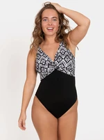 Black patterned one-piece swimsuit DORINA - Women's