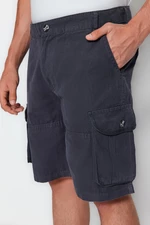 Trendyol Anthracite Regular Fit Cargo Pocket Shorts