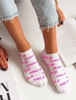 Milena 1146 Smile Dámské kotníkové ponožky 37-41 bílá-růžová