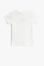 Koton Basic Short Sleeve T-Shirt Textured with Embroidered Detail