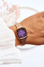 Módní hodinky S růžovým ciferníkem ERNEST Růžové zlato