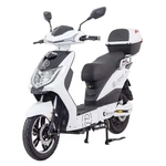 Elektrická motorka RACCEWAY E-FICHTL biely elektrický motocykel • bezkefový motor 250 W • umiestnenie motora v zadnom kolese • batéria 12 000 mAh • do