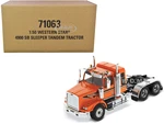 Western Star 4900 SB Tandem Sleeper Cab Truck Tractor Orange with Black Stripes "Transport Series" 1/50 Diecast Model by Diecast Masters