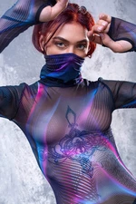 Rave Mesh Dress - Psychedelic See-Through Dress - Sexy Festival Long-Sleeve Dress