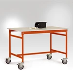 Manuflex LB4066.2001 ESD príručný stolík BASIS pojazdný s plastovou stolovou doskou v červeno-oranžovej farbe RAL 2001,