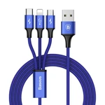 Kábel Baseus Rapid Series 3v1, USB/Micro USB, Lightning, USB-C, 1,2m (CAMLT-SU13) modrý Baseus Rapid Series 3-in-1 Cable Micro + Lightning + Type-C 3A