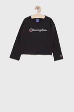 Dětská bavlněná košile s dlouhým rukávem Champion 404233 černá barva