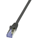 LogiLink CQ3013S RJ45 sieťové káble, prepojovacie káble CAT 6A S/FTP 25.00 cm čierna samozhášavý, s ochranou 1 ks