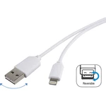 Dátový / nabíjací kábel pre Apple 1x Lightning ⇔ 1x USB 2.0, RENKFORCE, biela, 1 m
