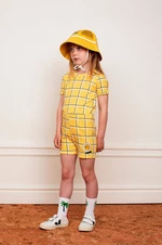 Detské bavlnené šortky Mini Rodini žltá farba, s potlačou,