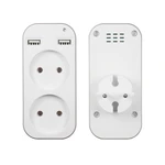 new 2020 Usb plug adapter 2 socket with double usb port Pop style European 5V 2A USB extension socket Z5-01 White color