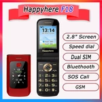 Happyhere F18 Flip celular Mobile Phones dual screen speed dial SOS Radio recorder torch MP3 clamshell cell phones free shipping