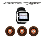 Wireless Calling System 1 Watch Receiver + 3 Super Thin Buttons Long Range Transmitter Guest Pager For Restaurant