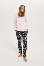 Leonia women's pyjamas, long sleeves, long legs - pink/print