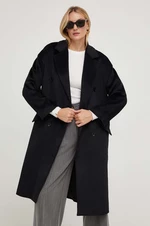Kabát s vlnou Answear Lab černá barva, přechodný, oversize