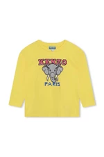 Dětská bavlněná košile s dlouhým rukávem Kenzo Kids zelená barva, s potiskem