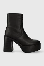 Kožené kotníkové boty Aldo Myrelle dámské, černá barva, na podpatku, 13621067Myrelle