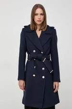 Kabát s prímesou vlny Morgan tmavomodrá farba, prechodný, dvojradový