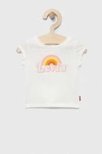 Bavlněné dětské tričko Levi's bílá barva