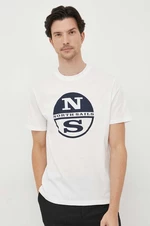 Bavlnené tričko North Sails biela farba, s potlačou