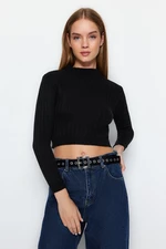 Trendyol Black Crop Basic Knitwear Sweater