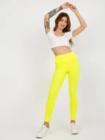Fluo yellow cotton striped basic leggings
