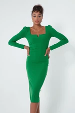 Lafaba Women's Green Slit Knit Dress