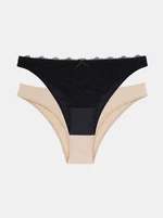 Set of two panties in black and cream DORINA - Ladies