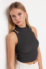 Trendyol Anthracite Knitwear Blouse with Crop Window/Cut Out Detailed