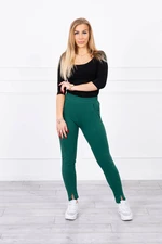 Trousers with slit on leg green