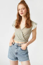 Koton Women's Green Patterned T-Shirt