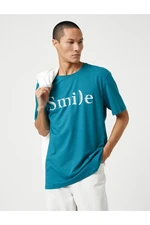 Koton Basic T-Shirt with Slogan Printed Crewneck