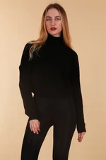 Bigdart 15771 Crop Turtleneck Sweater - Black