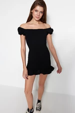 Trendyol Black Fitted Mini Woven Gimped Woven Dress