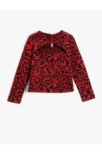 Koton Window Detailed T-Shirt with Long Sleeves