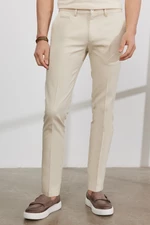 AC&Co / Altınyıldız Classics Men's Ecru Slim Fit Slim Fit Side Pocket Cotton Flexible Dobby Trousers