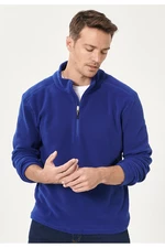 AC&Co / Altınyıldız Classics Men's Saks Blue Anti-pilling Non-Pilling Heat-Protecting Standard Fit Stand-Up Collar Fleece Sweatshirt