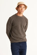 AC&Co / Altınyıldız Classics Men's Brown Standard Fit Regular Cut Crew Neck Jacquard Wool Knitwear Sweater