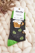Pánské vzorované ponožky Beer Grey and Green